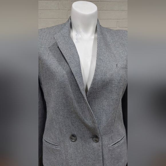 Vintage Mini Checkered Gray Blazer & Skirt Suit Set Classic Women's Size 18 - Picture 2 of 15